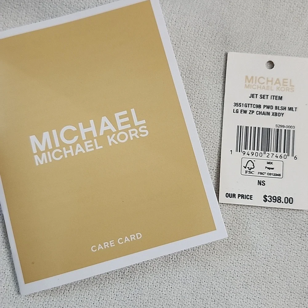 Michael Kors Jet Set Blush Zip Chain Crossbody W/ Coordinating Card Holder Set